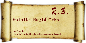 Reinitz Boglárka névjegykártya