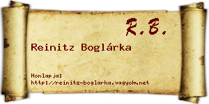 Reinitz Boglárka névjegykártya